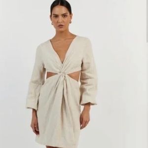 DISSH TINA NATURAL LINEN TWIST MINI DRESS
